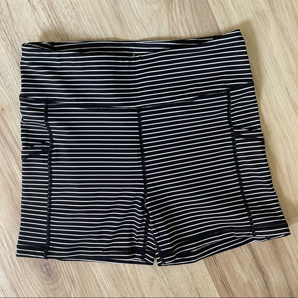 Senita Athletics High Waisted Rio Shorts - Pinstripe - Large